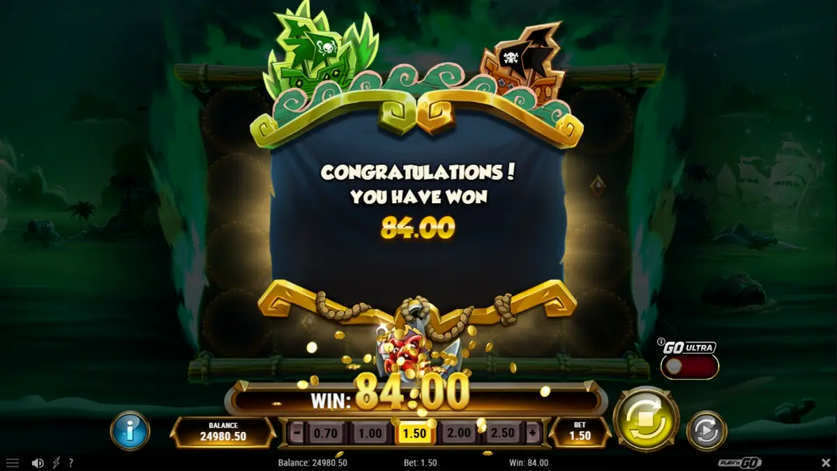 Pemandangan pulau bajak laut misterius dalam slot Crabby’s Gold 2